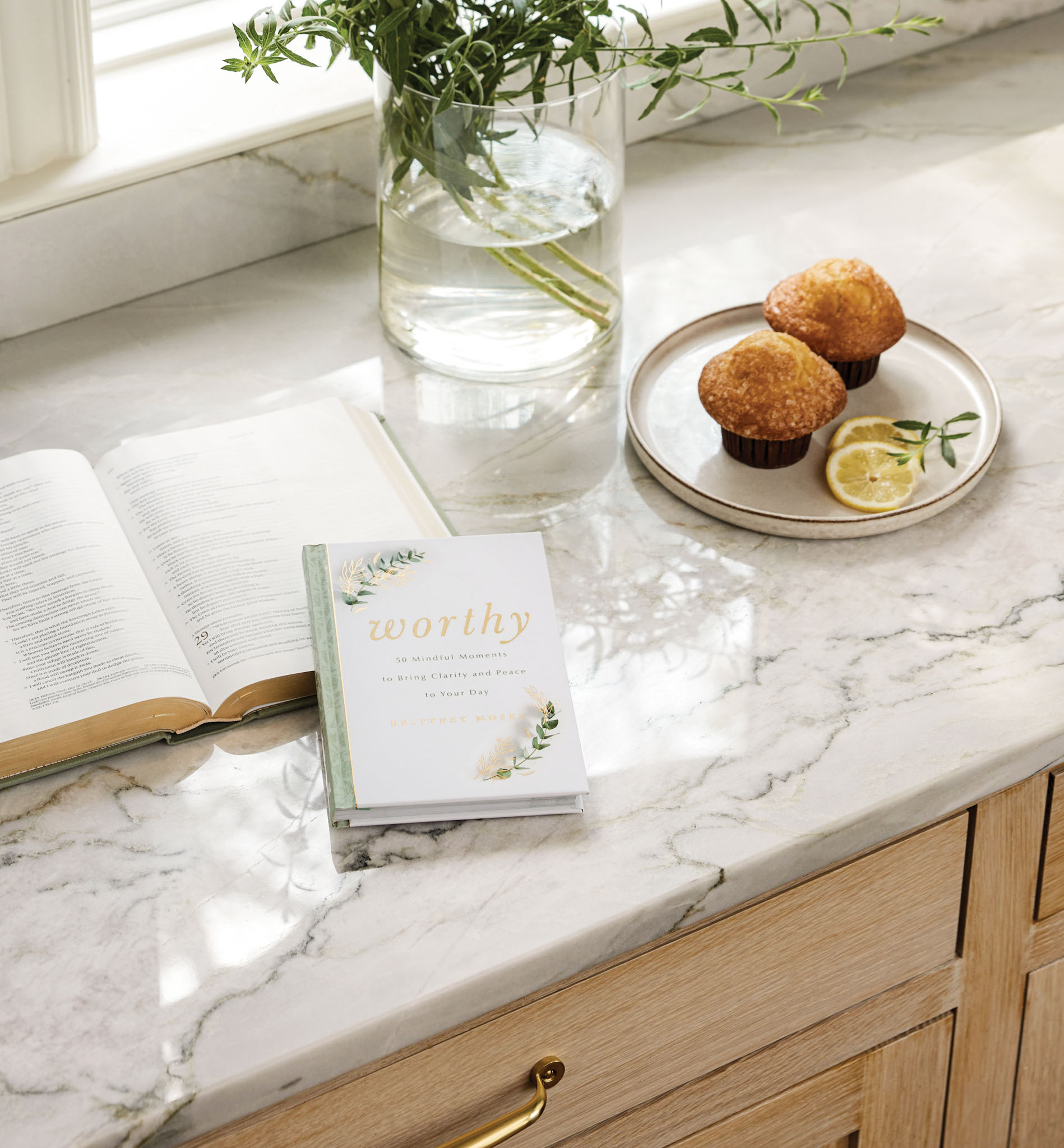 devotion book with muffins to eat